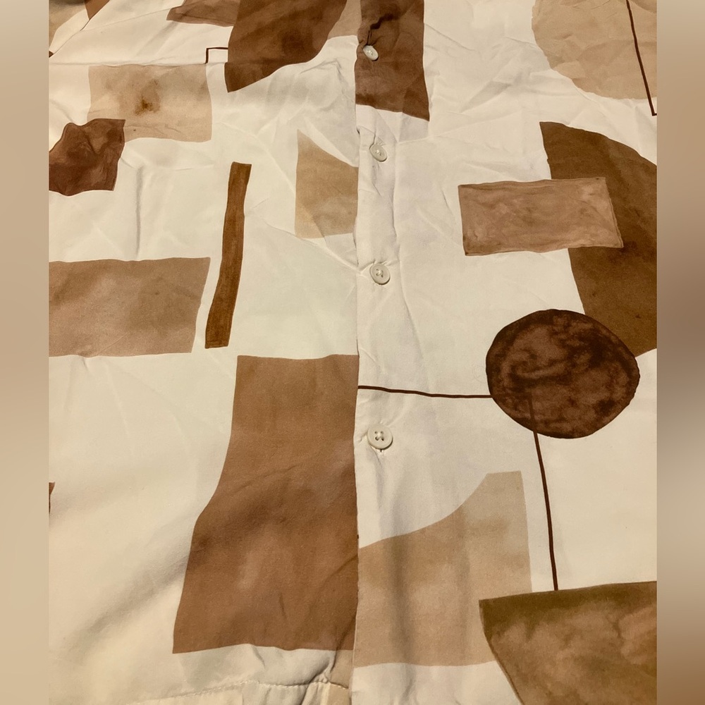 Geometric Pattern Shirt - Brown and Cream - Picture 3 of 5